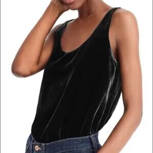 J. Crew NWT Petite Black V-Neck Velvet Tank Top Size 4P